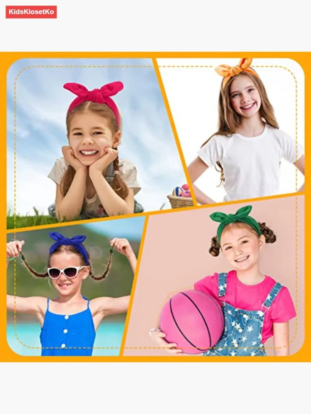 12 Pack Girls Stretchy Cloth Headbands Rabbit Ear Bow Hair Accessories